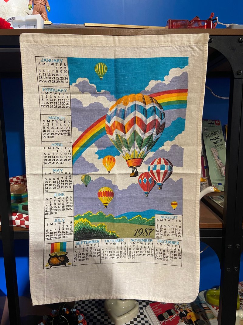1987 美國早期年份生日布面月曆 Vintage Birthday Calendar - 門簾/門牌 - 棉．麻 多色
