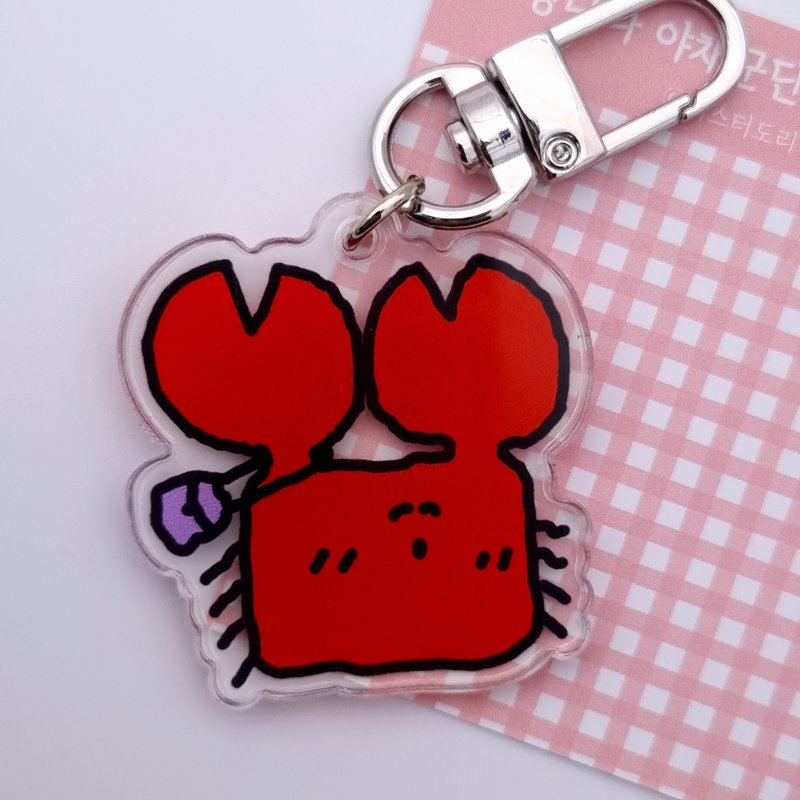 Shopping Mr.Kkochge Acrylic Key-ring - 鑰匙圈/鑰匙包 - 壓克力 紅色