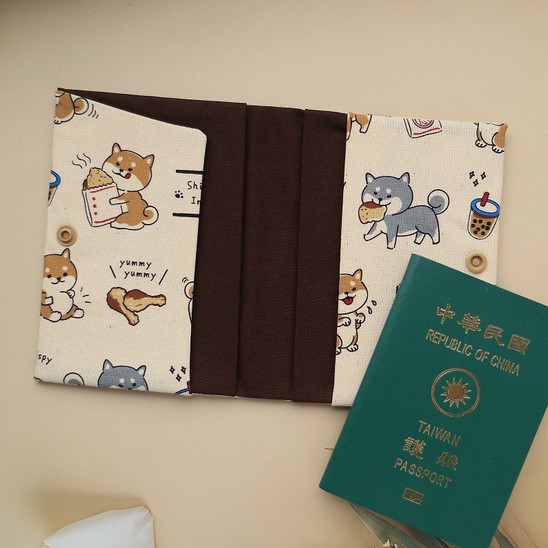 [Digital Shiba Inu] Passport Holder Passport Case Passport Bag - Passport Holders & Cases - Cotton & Hemp Blue