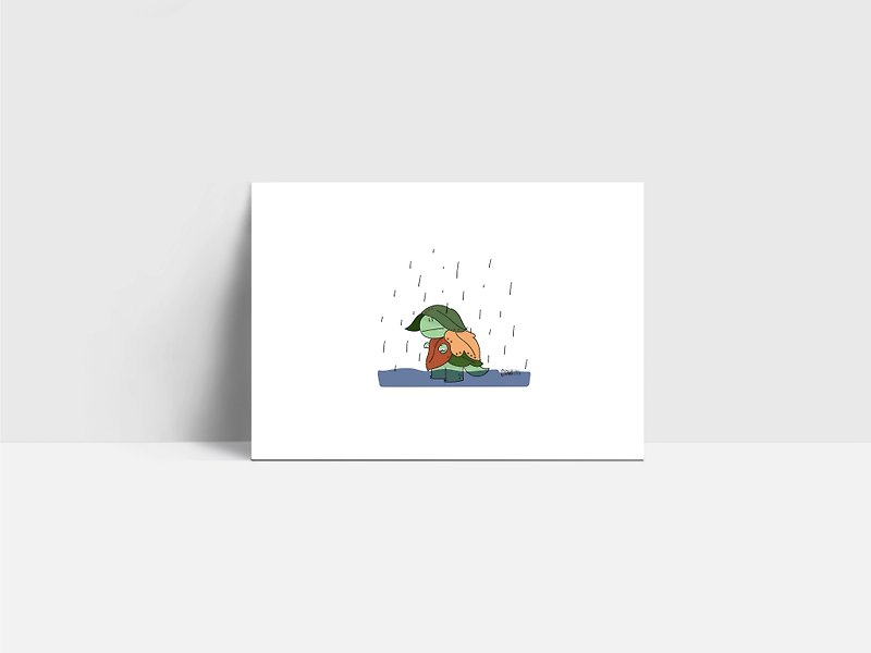 rainy dino card - Cards & Postcards - Paper White