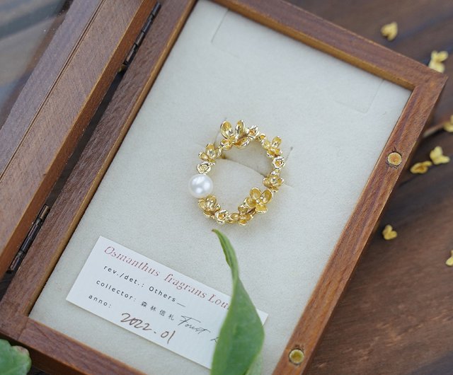 ブローチ2点セット　イチョウ　金木犀 秋限定ブローチ金木犀の花束 秋のオレンジ色のお花 | iichi 日々の