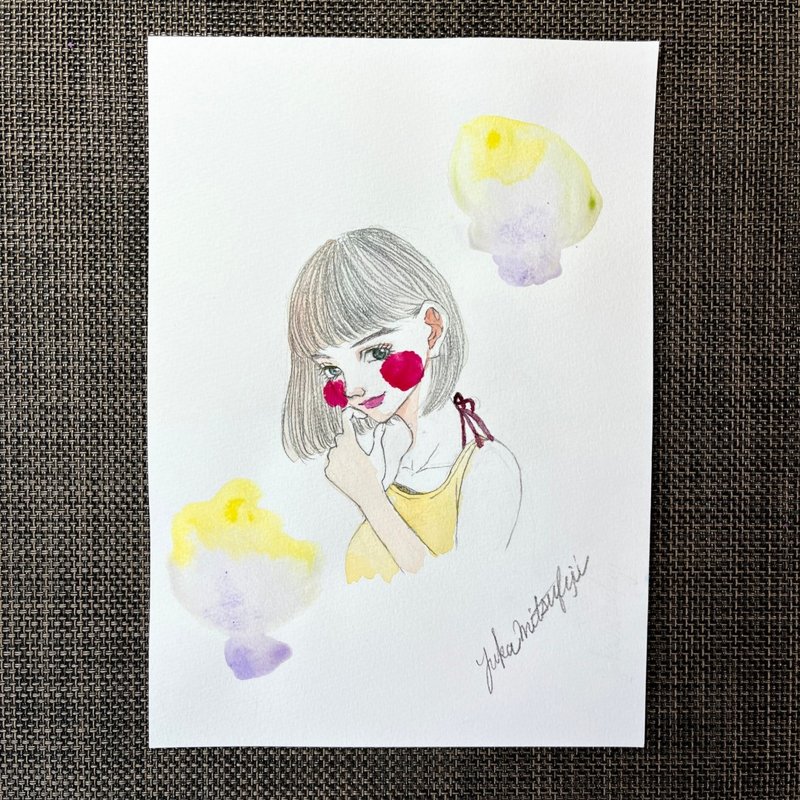 Stylish Hand-drawn Original Illustration #07 Watercolor Portrait - Posters - Paper Yellow