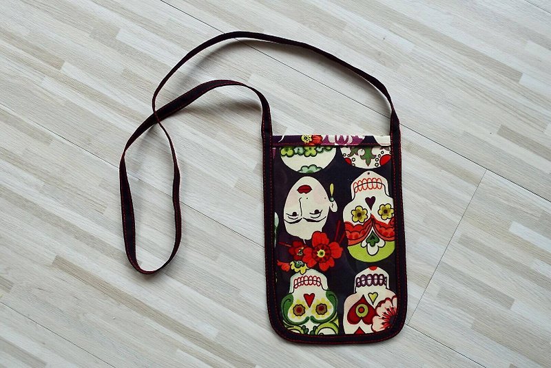 Phone hanging neck package _ Lu skeleton head Fiesta models (the last one left) - Toiletry Bags & Pouches - Cotton & Hemp Black