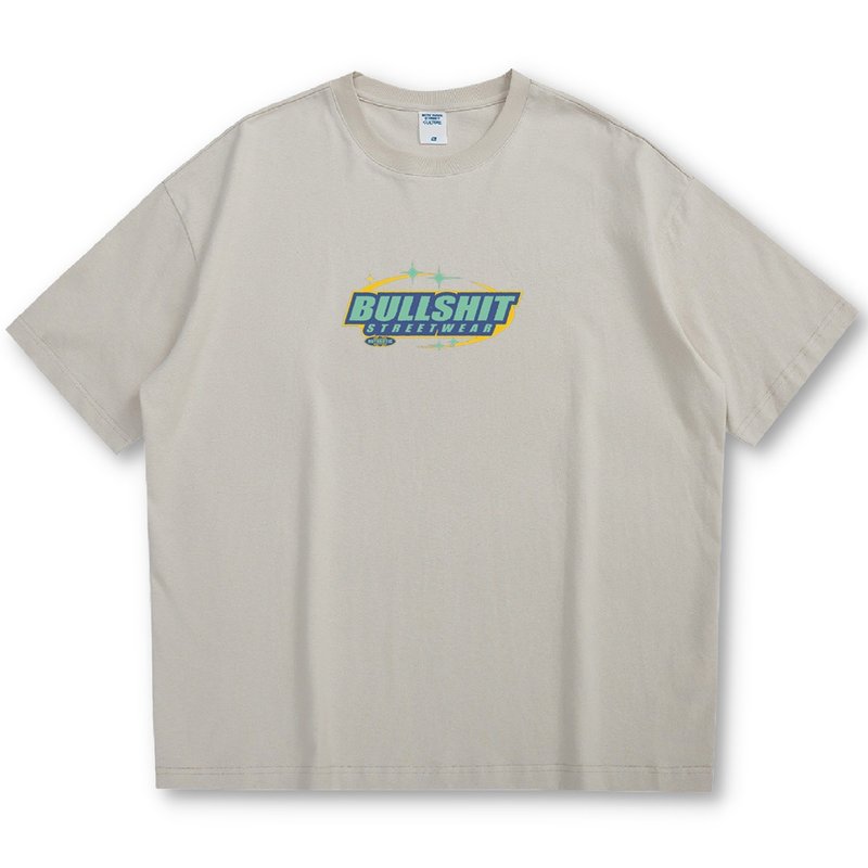 【CREEPS-STORE】Bullshit Streetwear Oversized Printed T-shirt 210g - Men's T-Shirts & Tops - Cotton & Hemp Multicolor