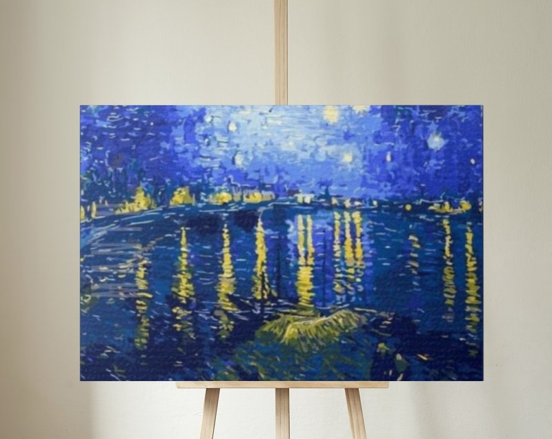 The Starry Sky of the Rhone - Van Gogh Creative Digital Oil Painting [Great Artist Series] - วาดภาพ/ศิลปะการเขียน - วัสดุอื่นๆ 