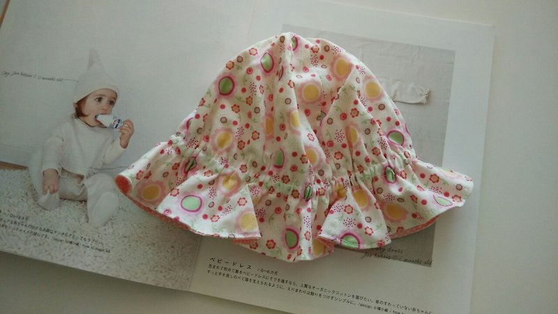 圈圈花彌月禮物 嬰兒帽 - 圍兜/口水巾 - 棉．麻 粉紅色