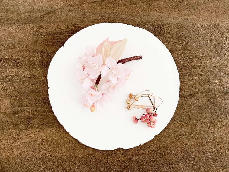 Corsage: cherry tree corsage - Corsages - Cotton & Hemp Pink