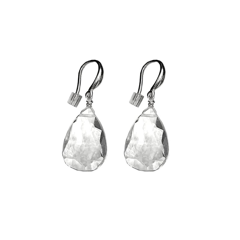 Himalaya Crystal Brilliance Water Droplet Sterling Silver Earrings - ต่างหู - เงินแท้ สีใส