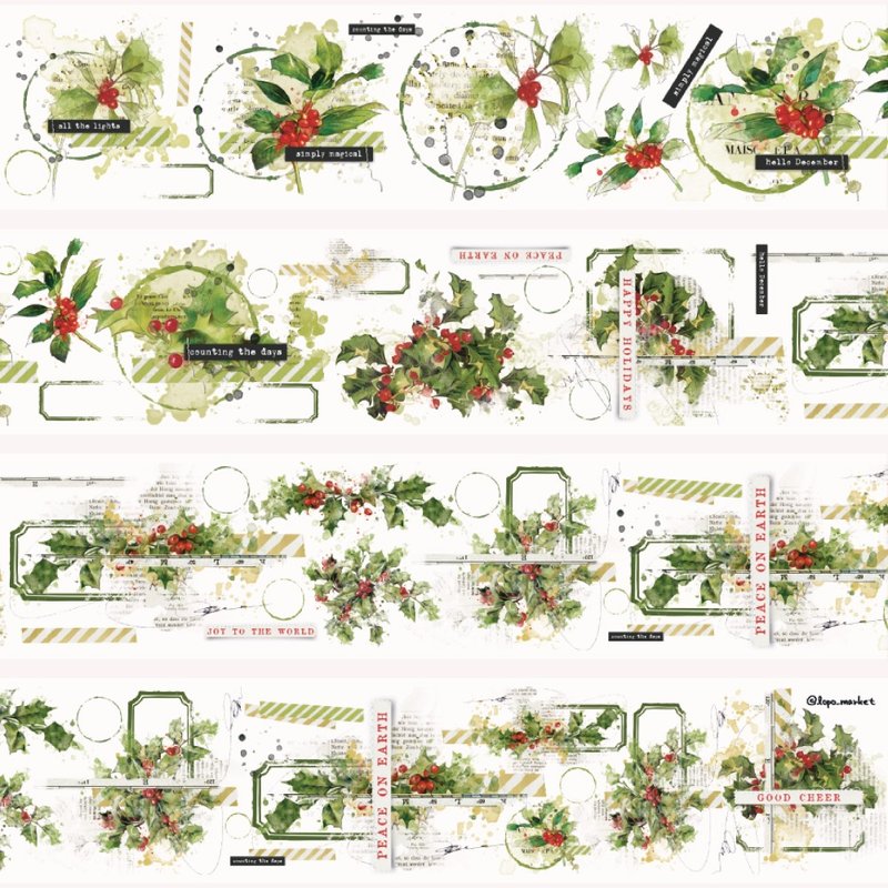 Christmas Note – Matte BIG Size Masking Tape (6.5cm) - 紙膠帶/和紙/PET - 其他材質 