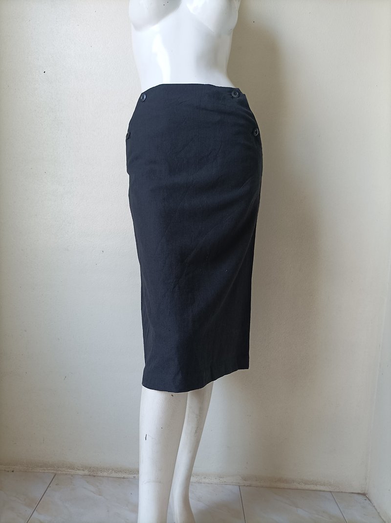 Vintage Margaret Howell British Designer Pencil Mid Length Skirt - Skirts - Wool 