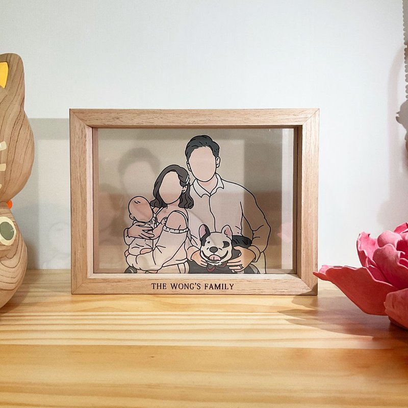 Customized Faceless Photo Frame & Wellpage 1 set - ภาพวาดพอร์ทเทรต/ภาพวาด/ภาพประกอบดิจิทัล - ไม้ หลากหลายสี