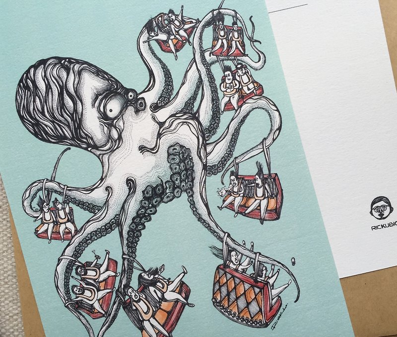 瘋狂八爪魚 - 明信片及高品質畫作印刷 - 掛牆畫/海報 - 紙 