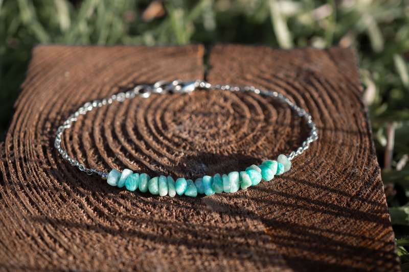 Amazonite bracelet, 925 Silver, Taurus Birthstone, Virgo Gem, Mother Day gift - 手鍊/手環 - 寶石 藍色