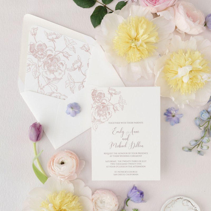 Blush Rose Wedding Invitation Set EditableTemplates - 電子喜帖/賀卡/邀請函 - 其他材質 