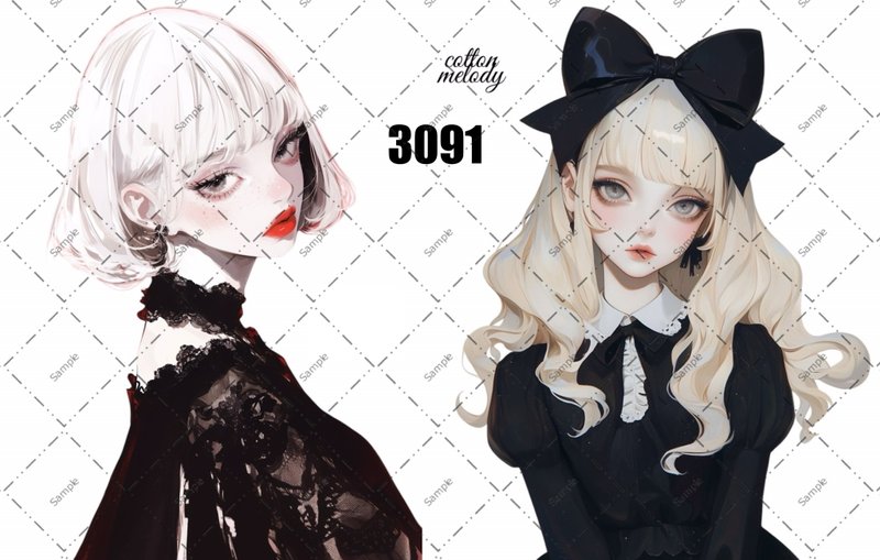 original sticker o.3091 人物ステッカー オリジナルステッカー cotton melody - 貼紙 - 紙 