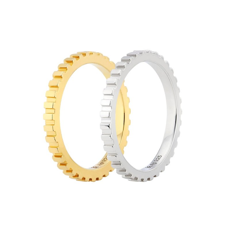 TIME COGWHEEL SLIM RING - 戒指 - 純銀 