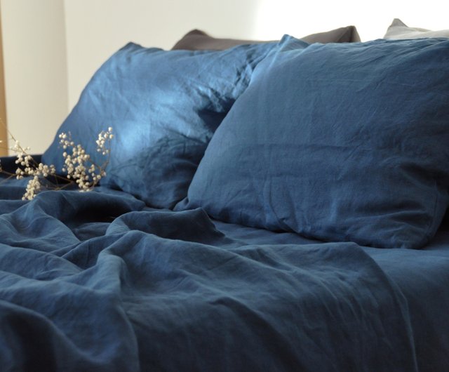 ️人気商品️オーガニックコットン 枕カバー 2枚セット ネイビーブルー ｜枕カバー 2枚組ピロケース オーガニックコットン