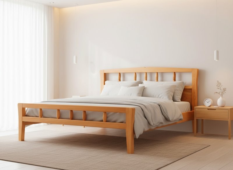 台灣檜木實木床架-標準雙人 - 其他家具 - 木頭 