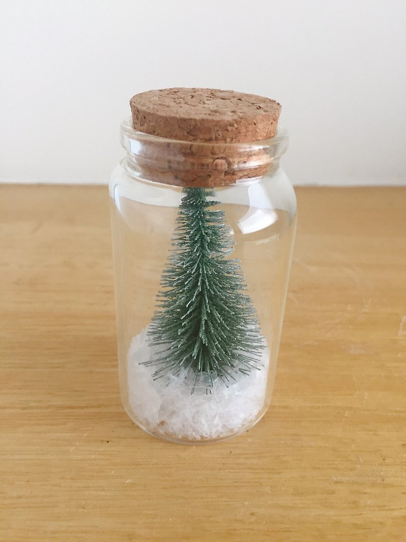 Pure natural DIY snow scene snow tree glass bottle decoration Christmas gift healing small things - Items for Display - Glass White