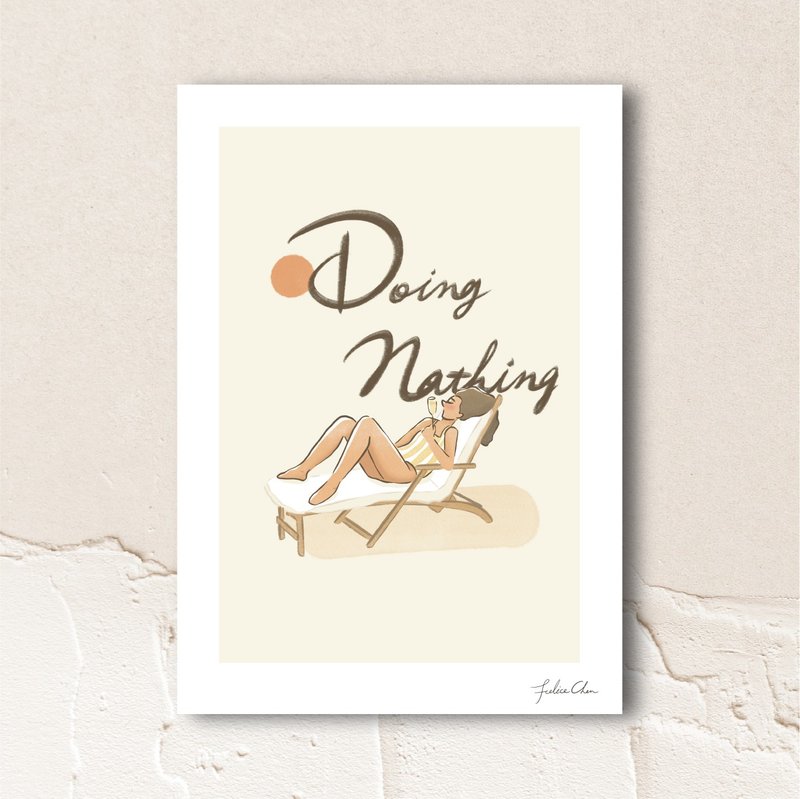 Doing nothing printed painting wall decoration - โปสเตอร์ - กระดาษ ขาว