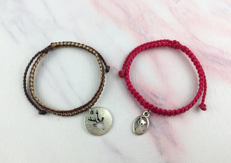 【Plain happiness. Small animals】Fine silk Wax thread braided bracelet - Bracelets - Other Materials Multicolor