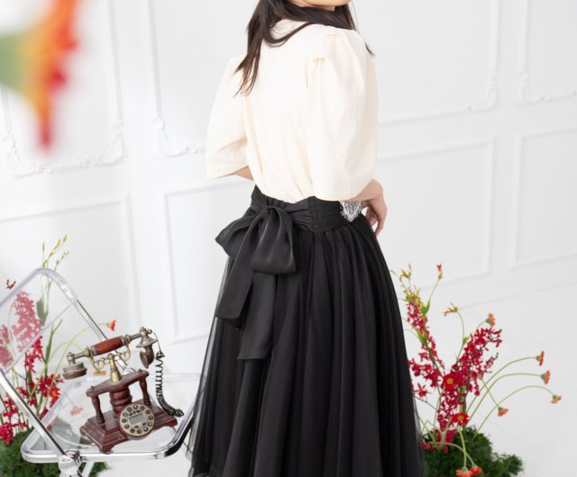 Boli on the Terrace Heavy Industry Waterfall Yarn Skirt Black X