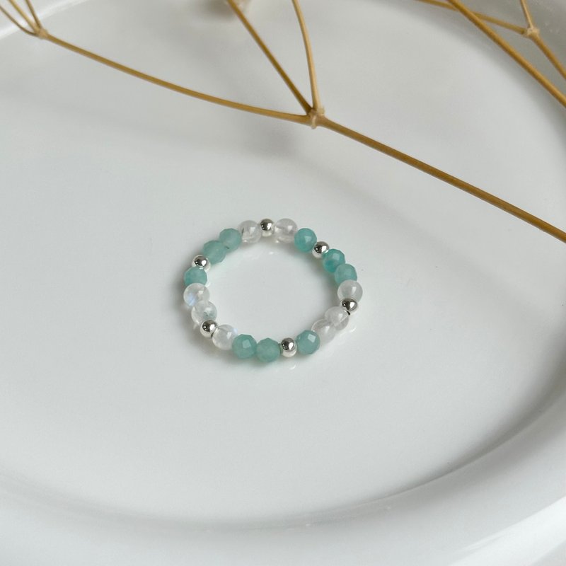 Tianhe Moonstone Silver/Amazonite Stone/Crystal Ring Customization - แหวนทั่วไป - คริสตัล 