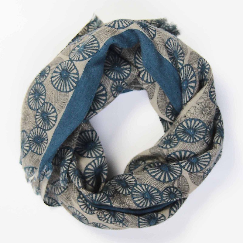 Echarpe Ombrelle Bleu Blue wool scarf - ผ้าพันคอถัก - ขนแกะ หลากหลายสี