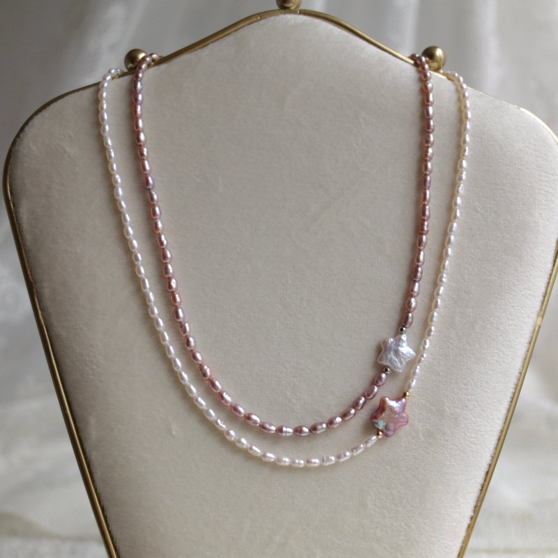 Contrast Color Bright Star Pearl Necklace Natural Freshwater Pearls - Necklaces - Pearl 