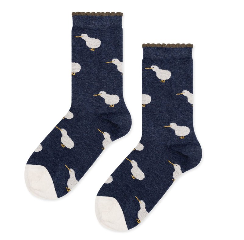 Sc. GREEN Lifestyle Kiwi / socks / socks / comfort socks / women socks - ถุงเท้า - ผ้าฝ้าย/ผ้าลินิน สีน้ำเงิน