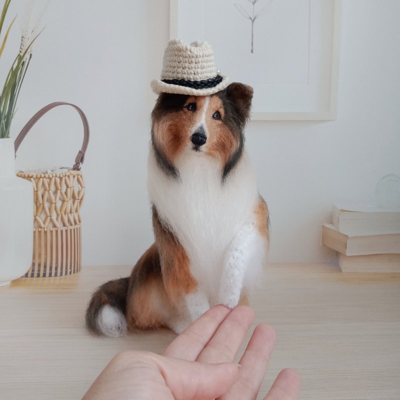 Available Miniature realistic crochet Rough Collie Sable figurine - Lassie - 玩偶/公仔 - 其他材質 橘色