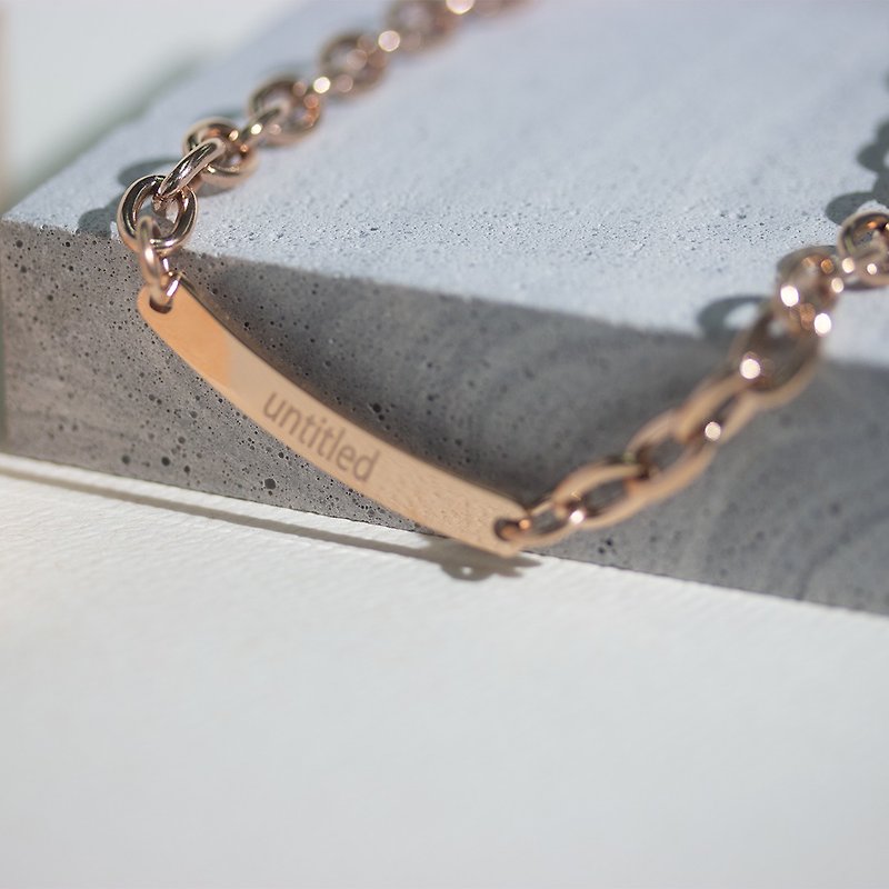 【Untitled】Customized Stainless Steel Necklace / Letter Name Date Lettering - Necklaces - Stainless Steel Gold