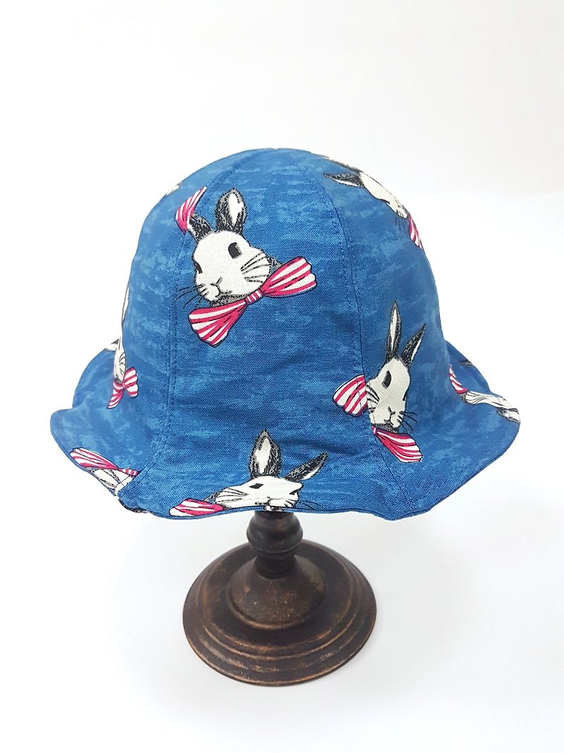 Tulip flower hat - bow tie rabbit # flowers hat - หมวก - ผ้าฝ้าย/ผ้าลินิน สีน้ำเงิน