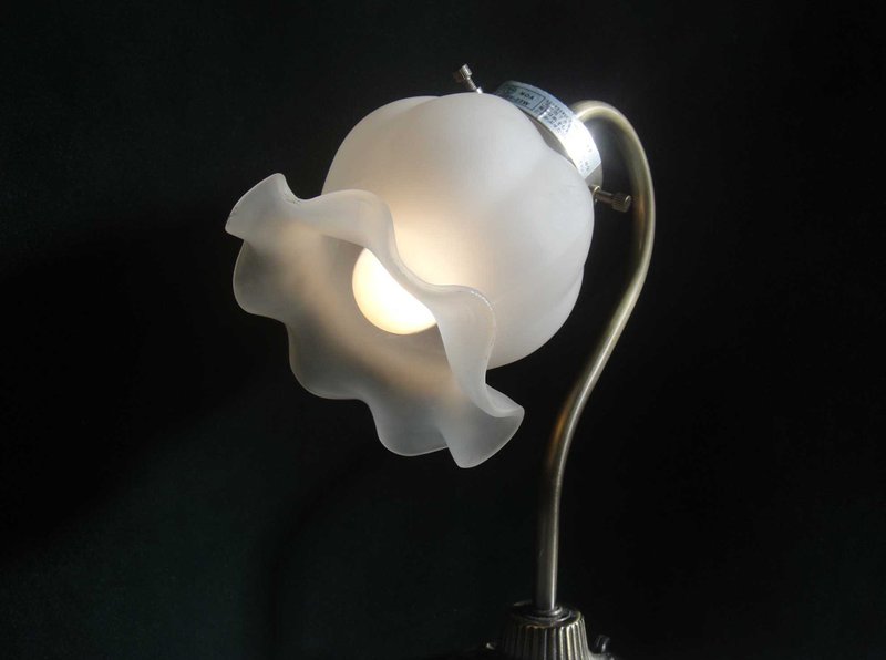 【Old Time OLD-TIME】Early second-hand glass flower table lamp imported from Japan - Lighting - Other Materials 