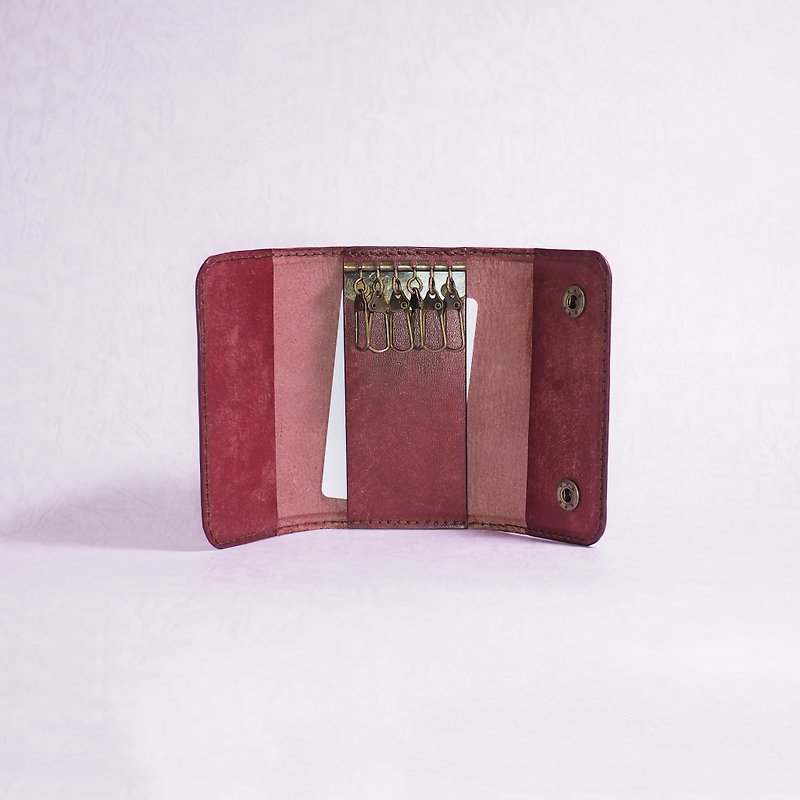 Classic Key Holder - Maroon - Keychains - Genuine Leather Red