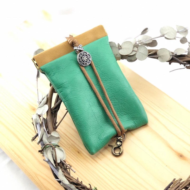Splicing the free shrapnel key bag - key / key bag / storage / key case - Keychains - Genuine Leather Green