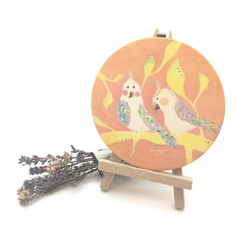 太陽鳥的遊行 陶瓷吸水杯墊 - 杯墊 - 瓷 橘色