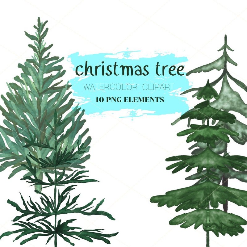 Christmas Tree Water Color - 電子似顏繪/繪畫/插畫 - 其他材質 