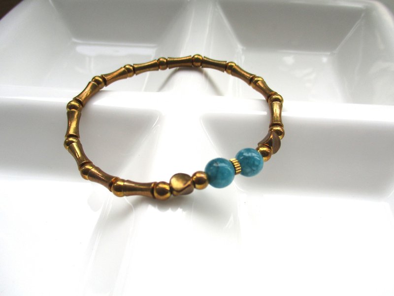 黃銅手環(天鵝石藍)-1條 - 手鍊/手環 - 其他材質 多色