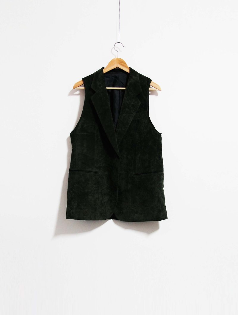Wahr_  dark green suede vest - Women's Vests - Other Materials 