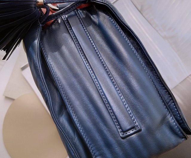 ロエベ フラメンコ ネイビーブルー タッセル ドローストリング