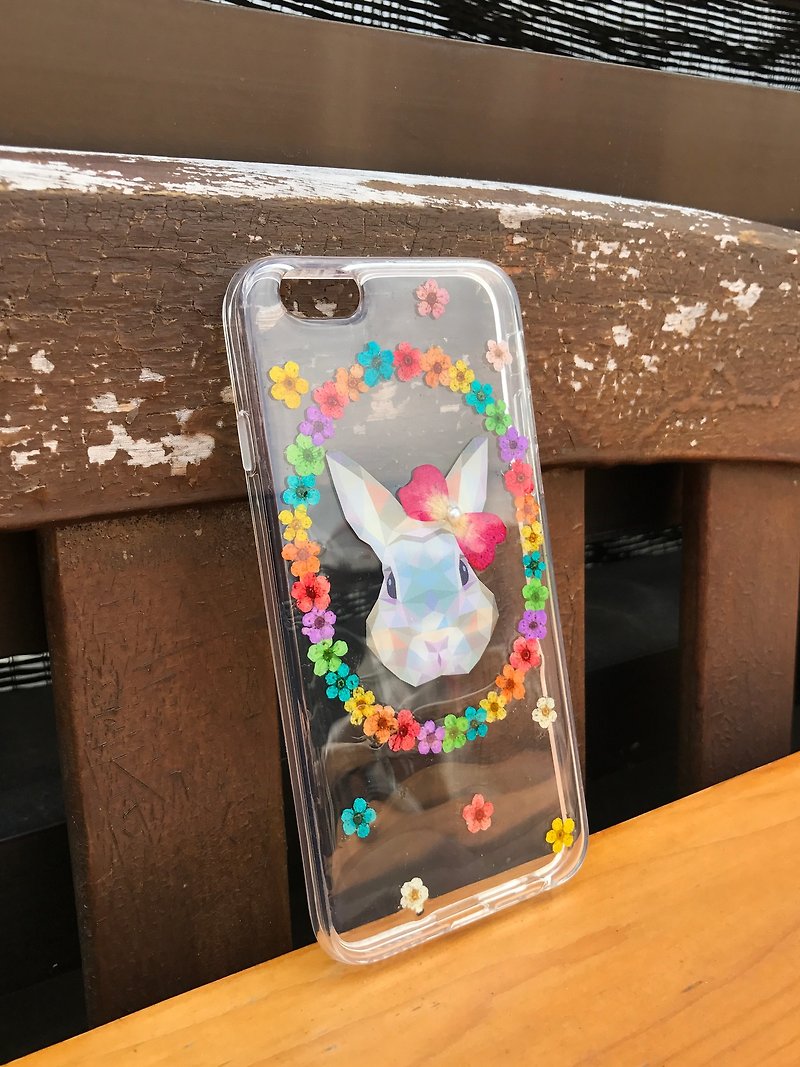 iPhone 6 / 6S ケース 本物のお花使用 スマホ ウサギ 押し花 002 - スマホケース - 寄せ植え・花 多色