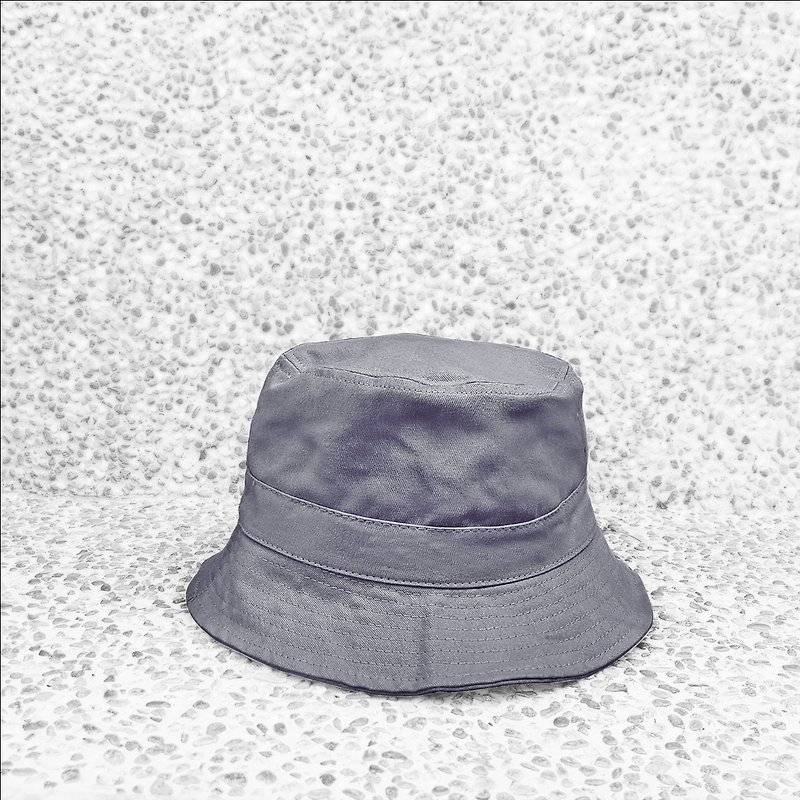 Extremely simple cotton double-sided hand-top flat fisherman hat - grey - หมวก - ผ้าฝ้าย/ผ้าลินิน สีเทา