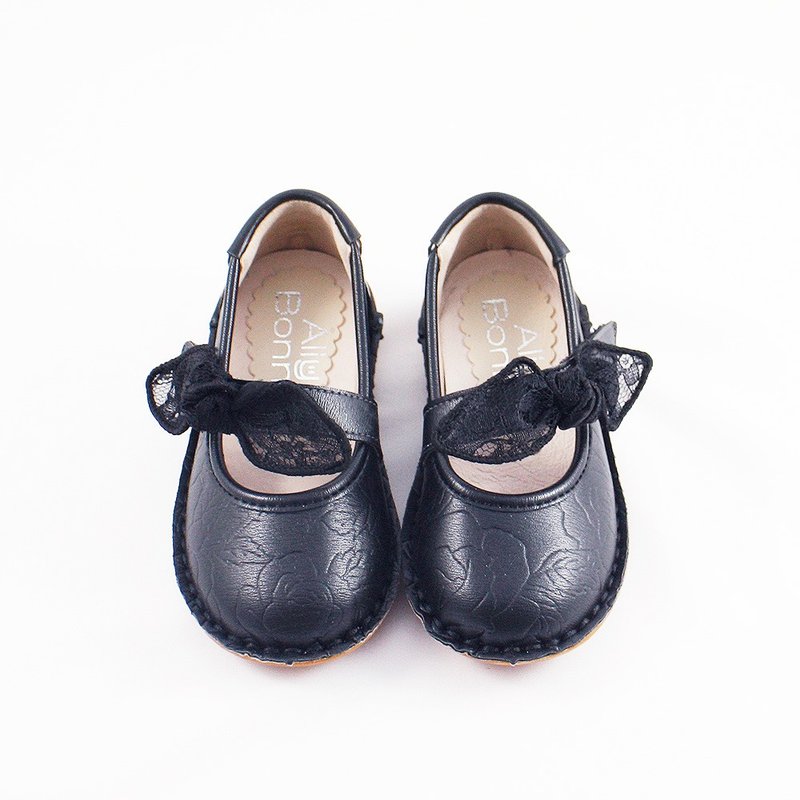 Handmade Leather Shoes | Bow Ballet Flats | Children's Leather Shoes | Made in Taiwan | Last Pair - Black - รองเท้าเด็ก - หนังแท้ สีดำ