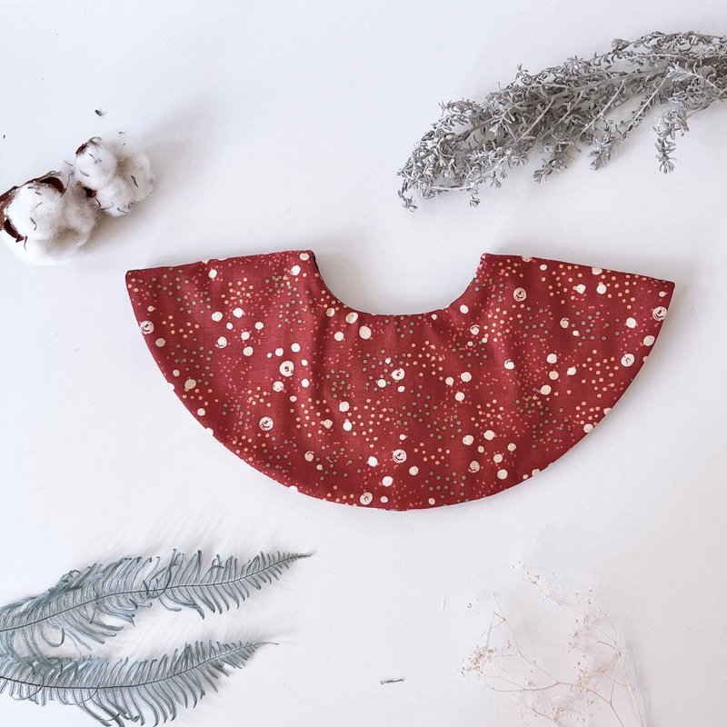 島森家 / 雙面360度貝果兜 / 紅豆湯圓 - 圍兜/口水巾 - 棉．麻 紅色