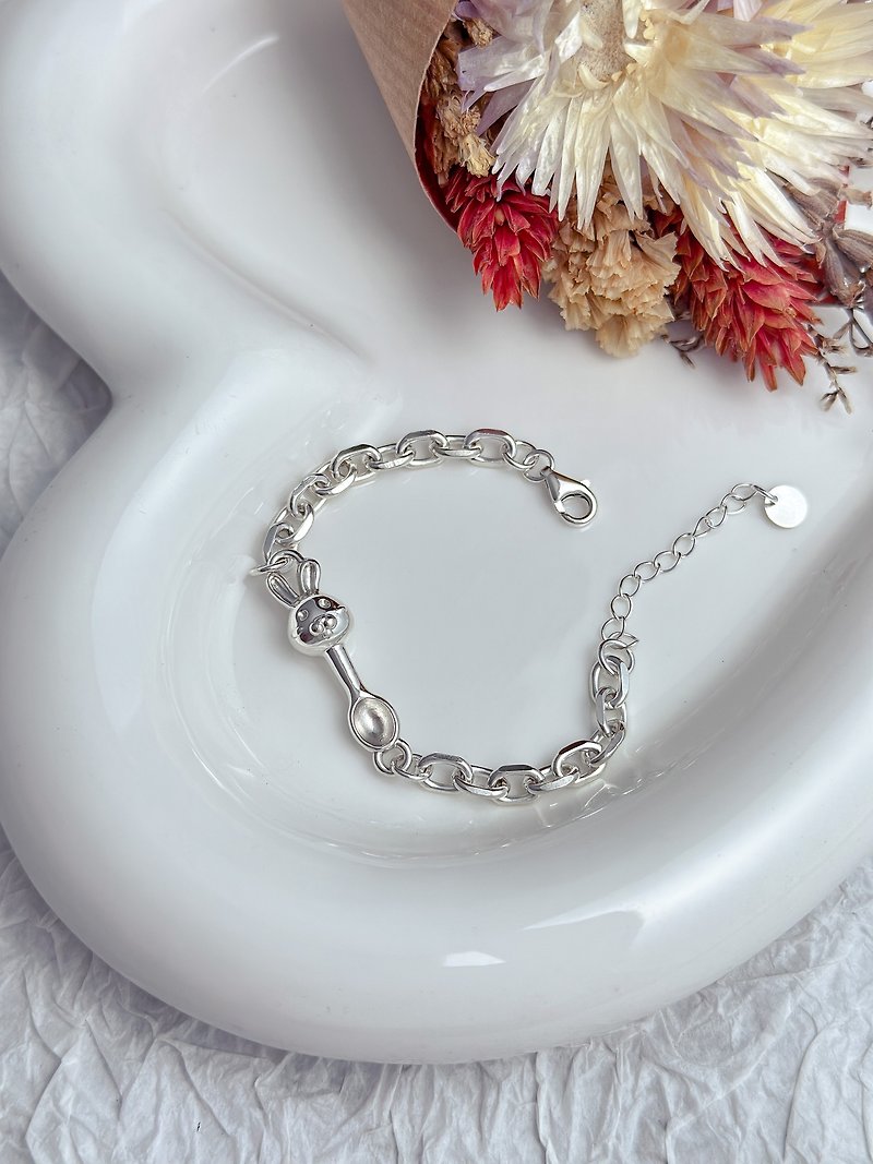 Rabbit Silver Spoon Sterling Silver Taijiao Bracelet | Baby One Month Gift One Year Gift 925 Sterling Silver - Baby Accessories - Sterling Silver 