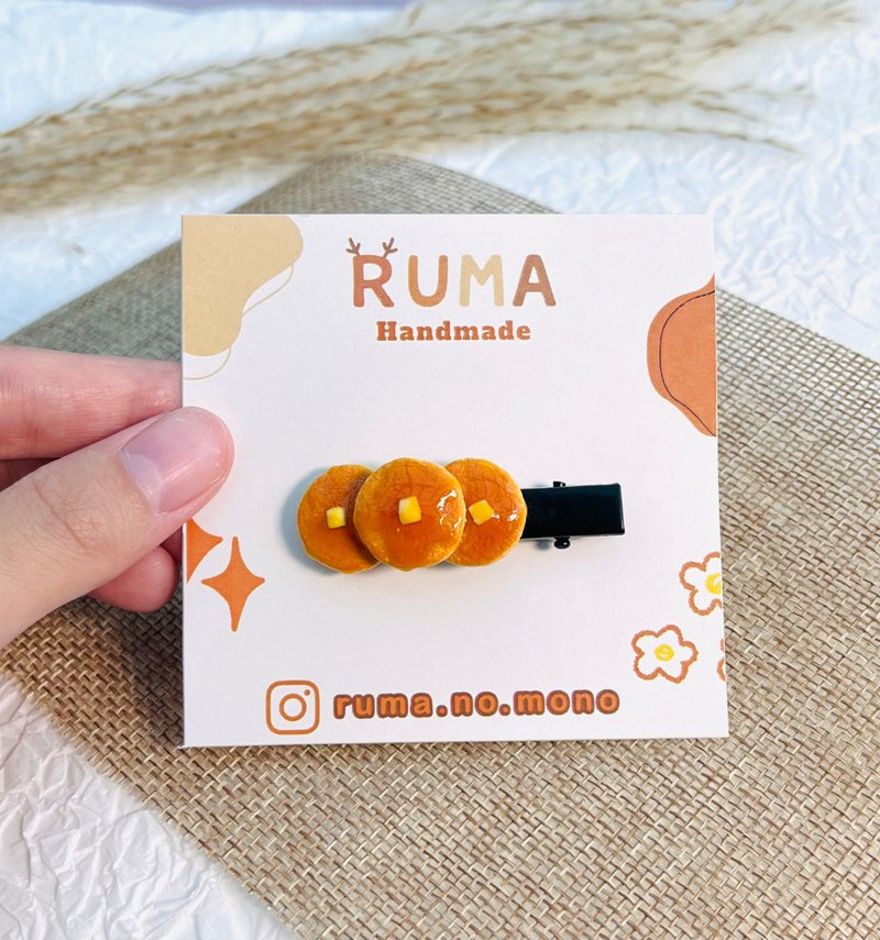 晨光鬆餅髮夾 / 手作軟陶飾品 - 髮夾/髮圈 - 黏土 