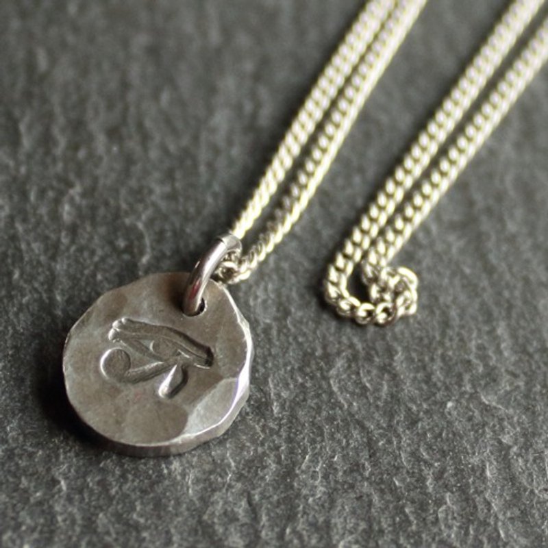 Tin × Silver Necklace 【Stamped Tin Necklace #Horus】 Metal Silver Japan - Necklaces - Silver Silver