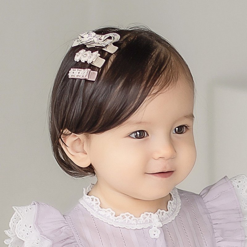 Happy Prince Korean-made Lerida baby girl and child hair clip 3-piece set - Baby Accessories - Cotton & Hemp Pink