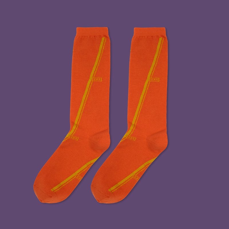 Zhongtong-contrast color-orange - Socks - Cotton & Hemp Orange